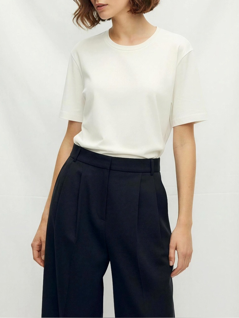Silk Laundry Bodysuit Tee, White, Xs